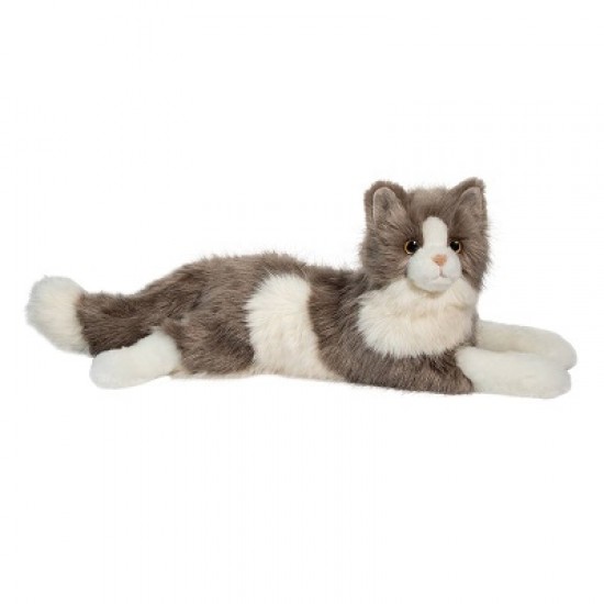 PELUCHE CHAT GRIS ET BLANC